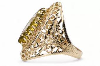 اللون الأصفر 14 كارت من الذهب الأصفر خاتم حرف يدوية فينتاج vrc090y